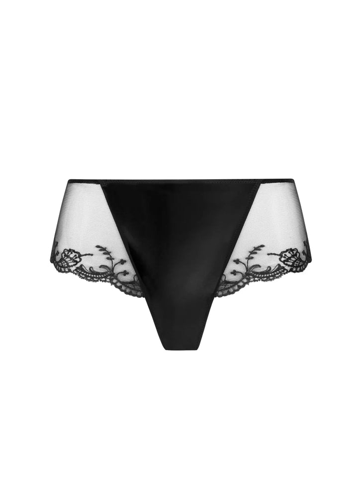 Culotte sexy de seda y tul bordado