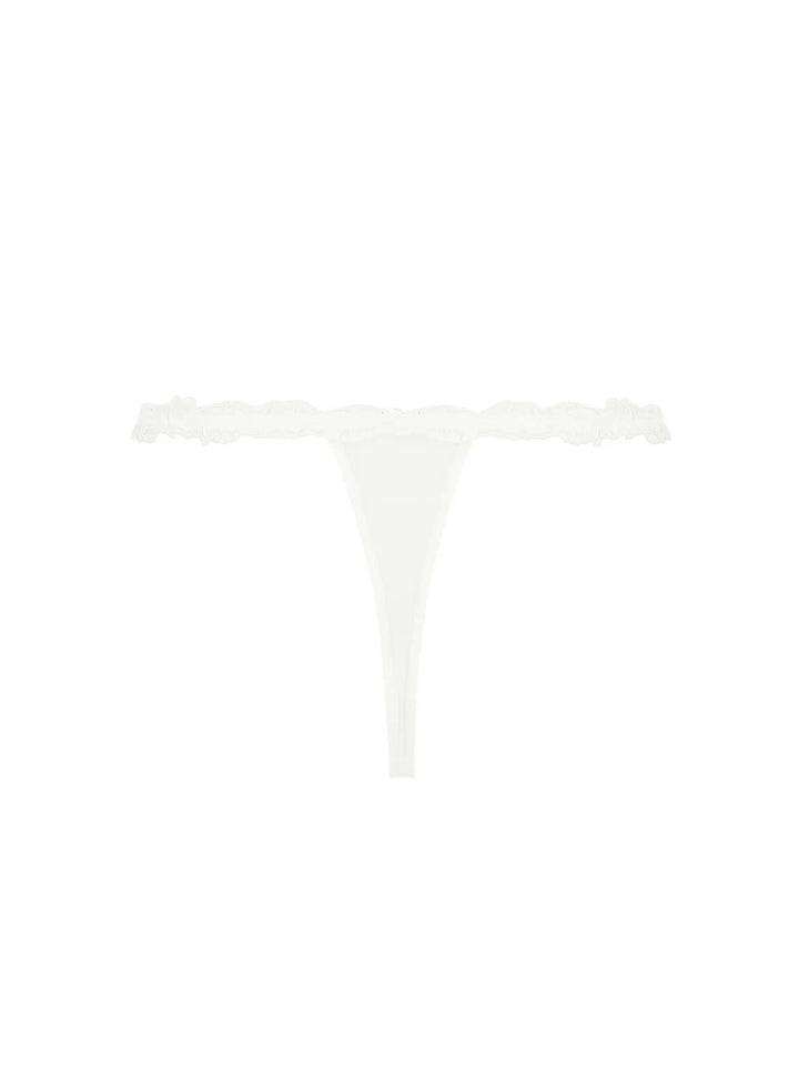 Tanga sexy de seda y tul bordado