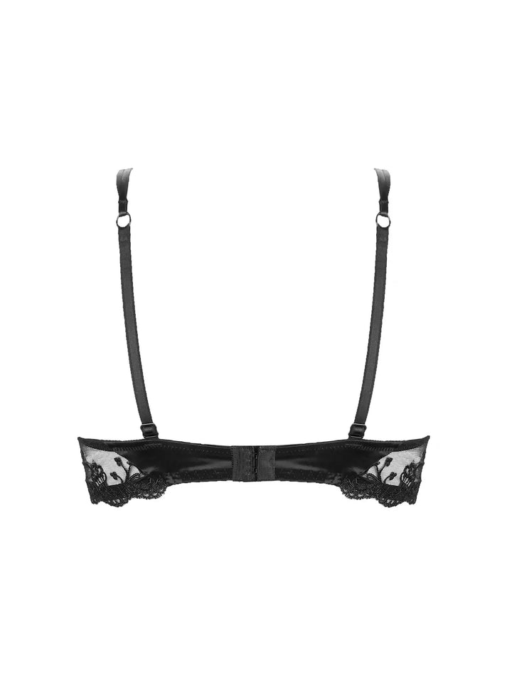 Sujetador balconnet de seda y tul bordado