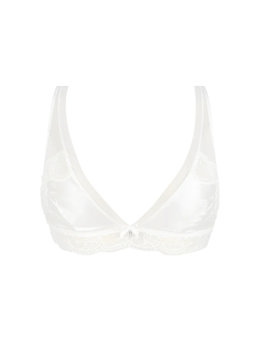 Sujetador sin aros de seda y tul bordado