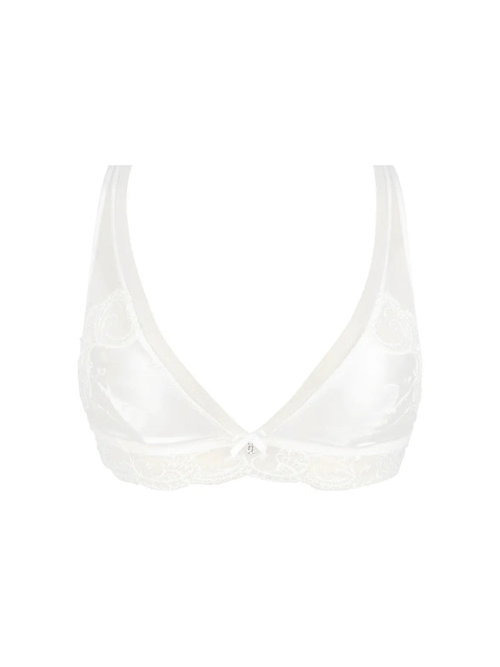 Sujetador sin aros de seda y tul bordado