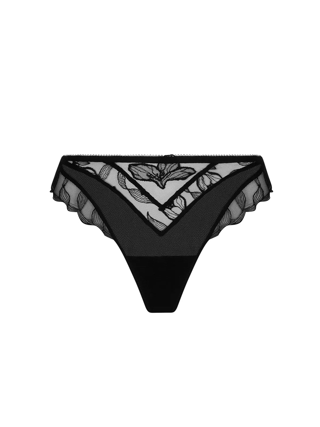 Tanga de tul bordado con motivo floral