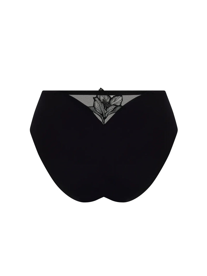 Braga alta control con tul bordado y motivo floral