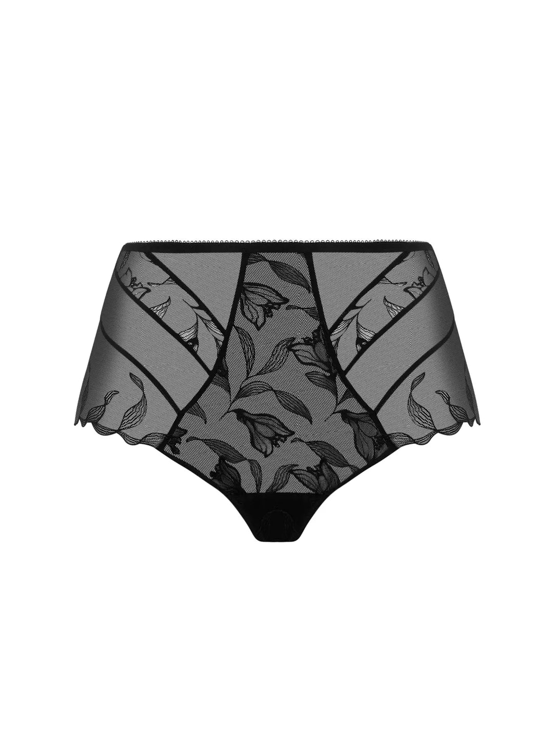 Shorty de tul bordado con motivo floral y joya