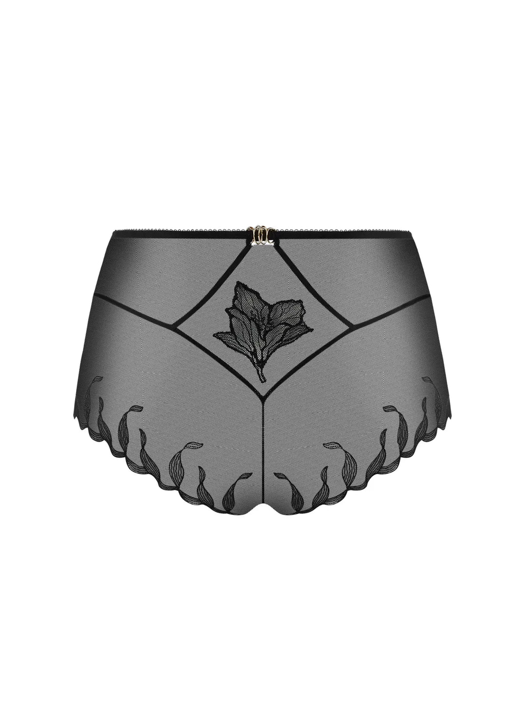 Shorty de tul bordado con motivo floral y joya