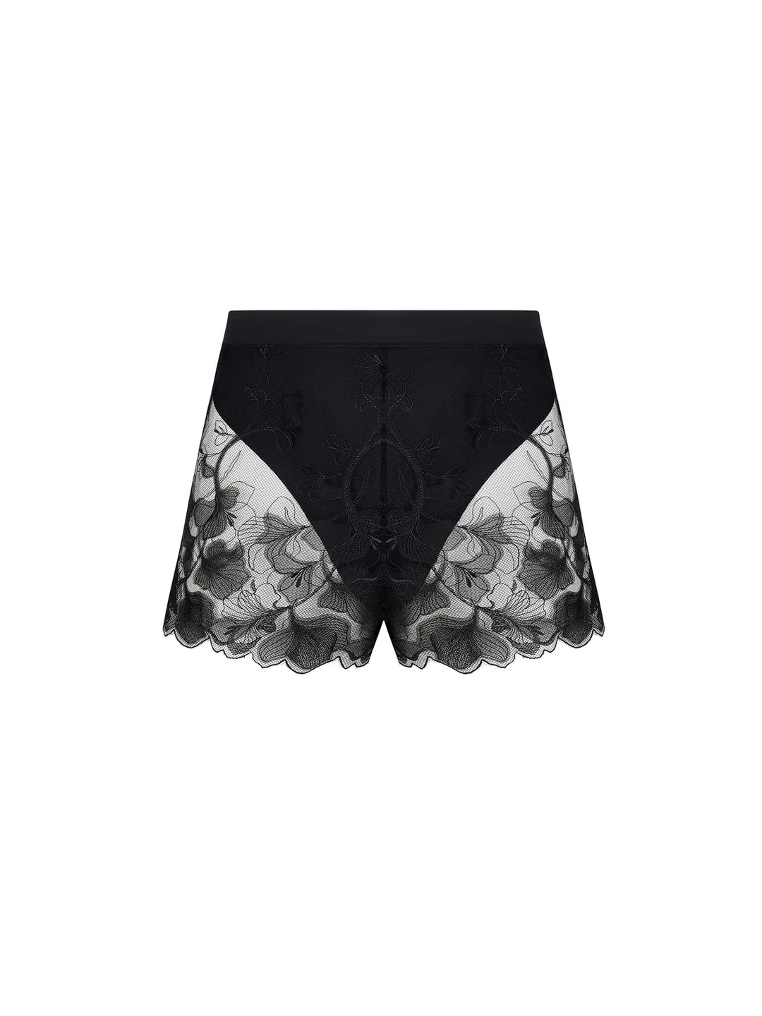 Short bordado con incrustaciones de organza