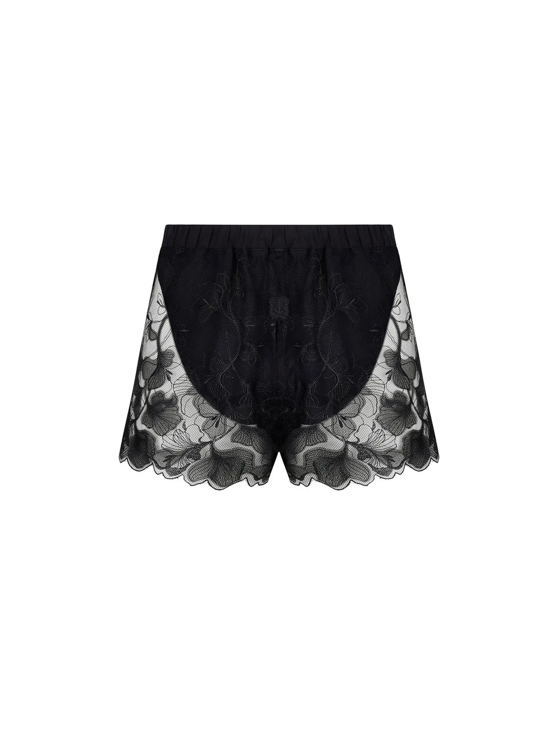 Short bordado con incrustaciones de organza