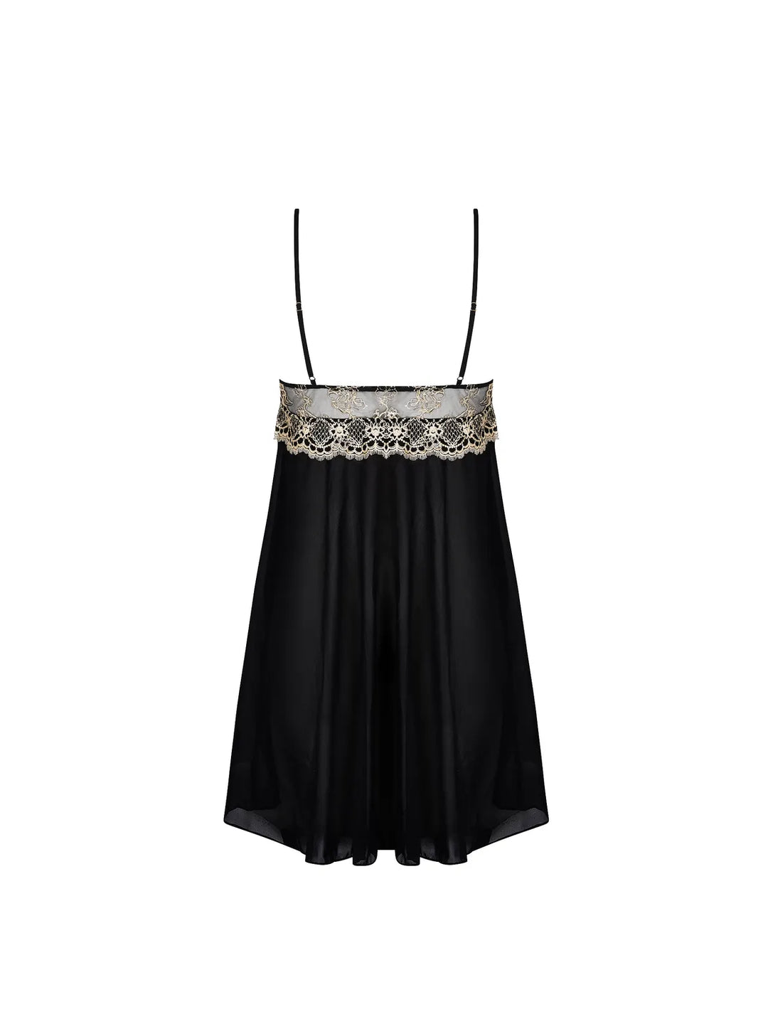 Babydoll de seda con bordado laminado