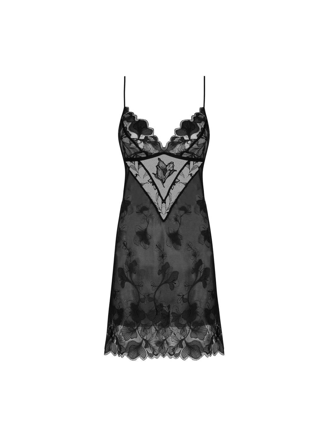 Babydoll de organza bordada con transparencias