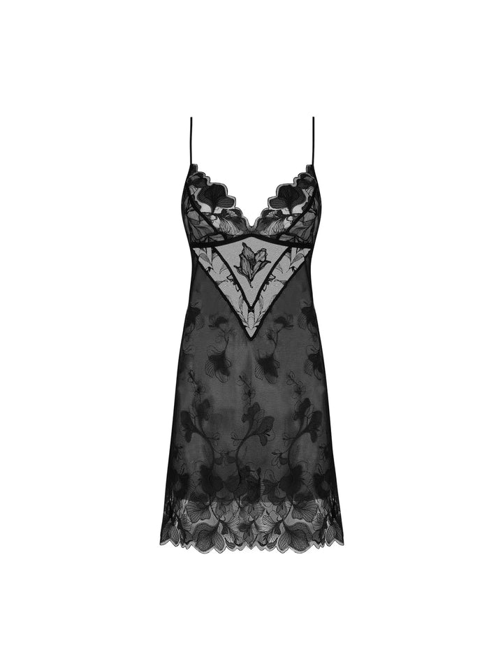 Babydoll de organza bordada con transparencias