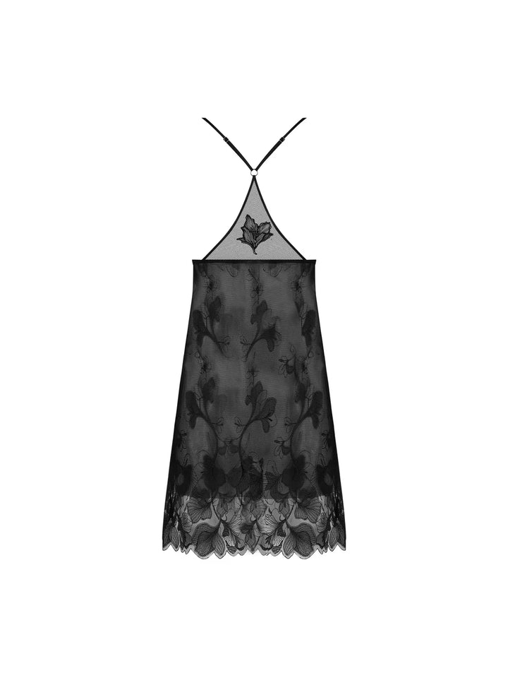 Babydoll de organza bordada con transparencias