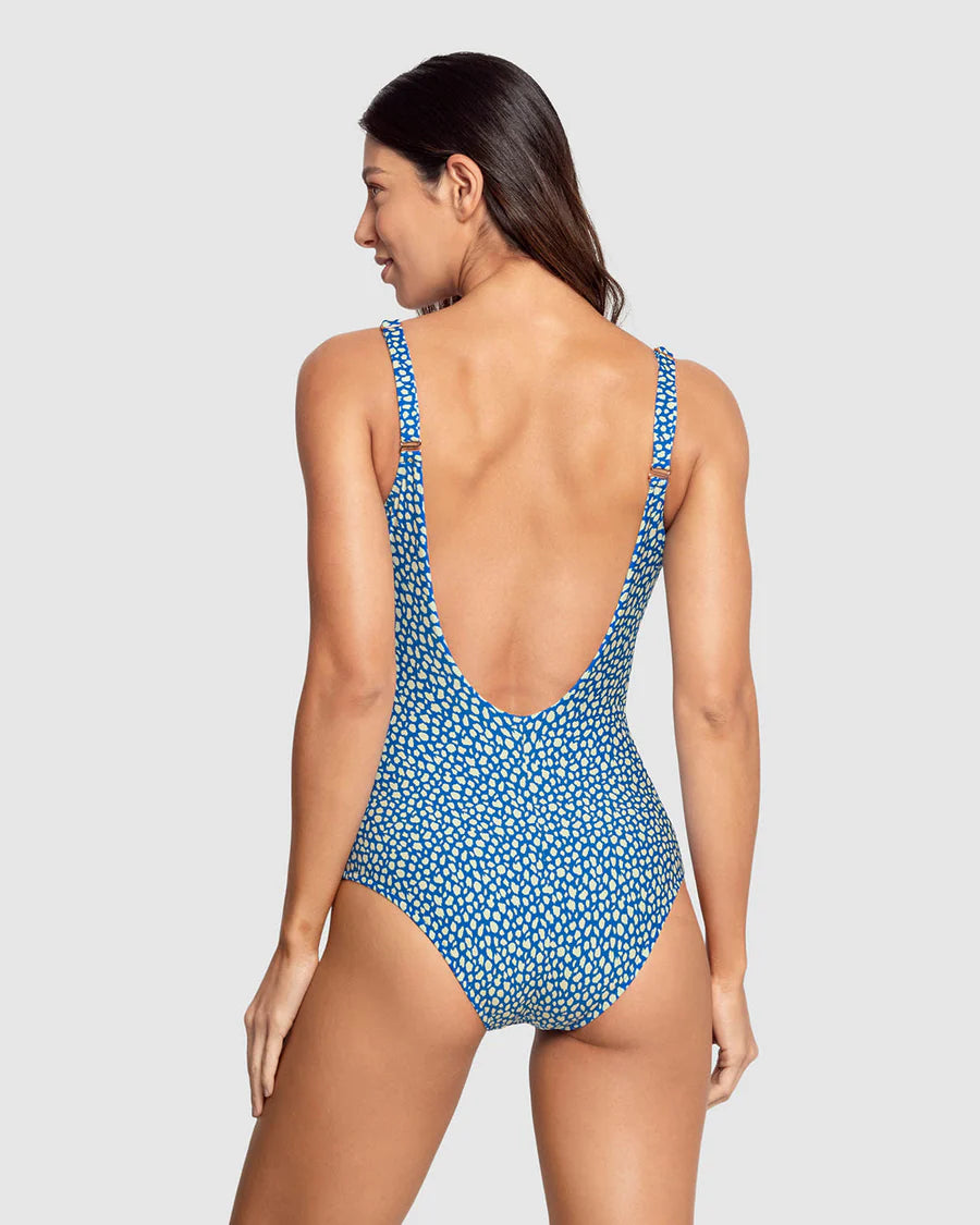 Bañador de control suave en abdomen y escote profundo en espalda-Bañador-Blonda