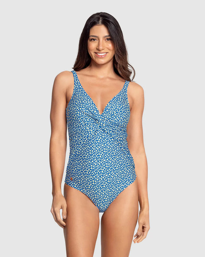 Bañador de control suave en abdomen y escote profundo en espalda-Bañador-Blonda