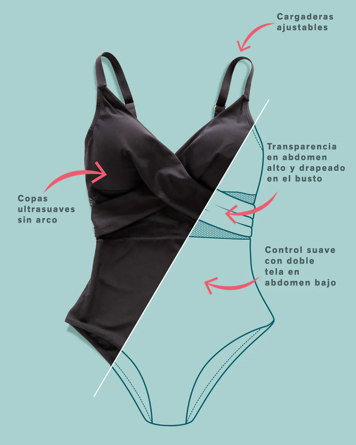 Bañador entero con push up suave de pecho y control suave de abdomen-Bañador-Blonda