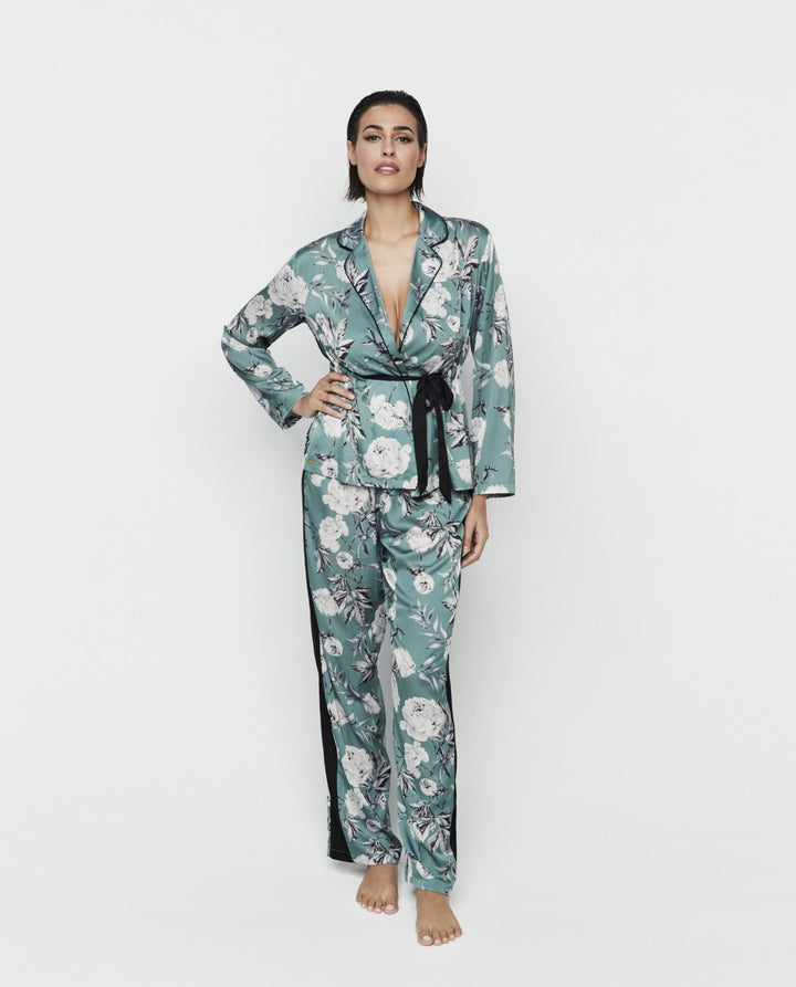 Pijama lencero camisero estampado floral