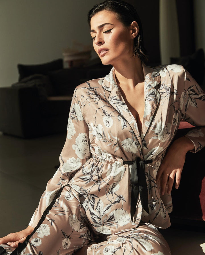 Pijama lencero camisero estampado floral