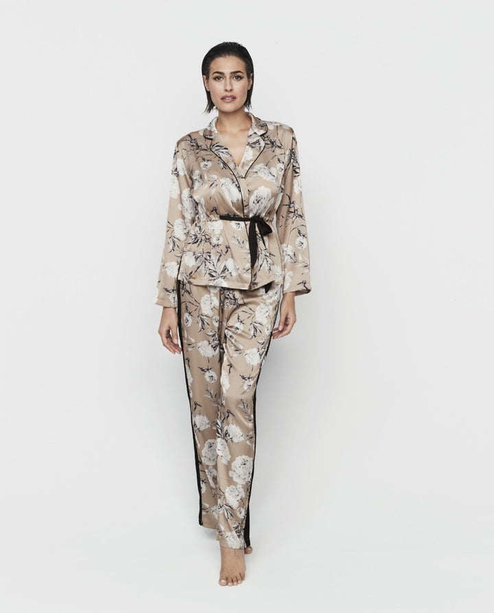 Pijama lencero camisero estampado floral