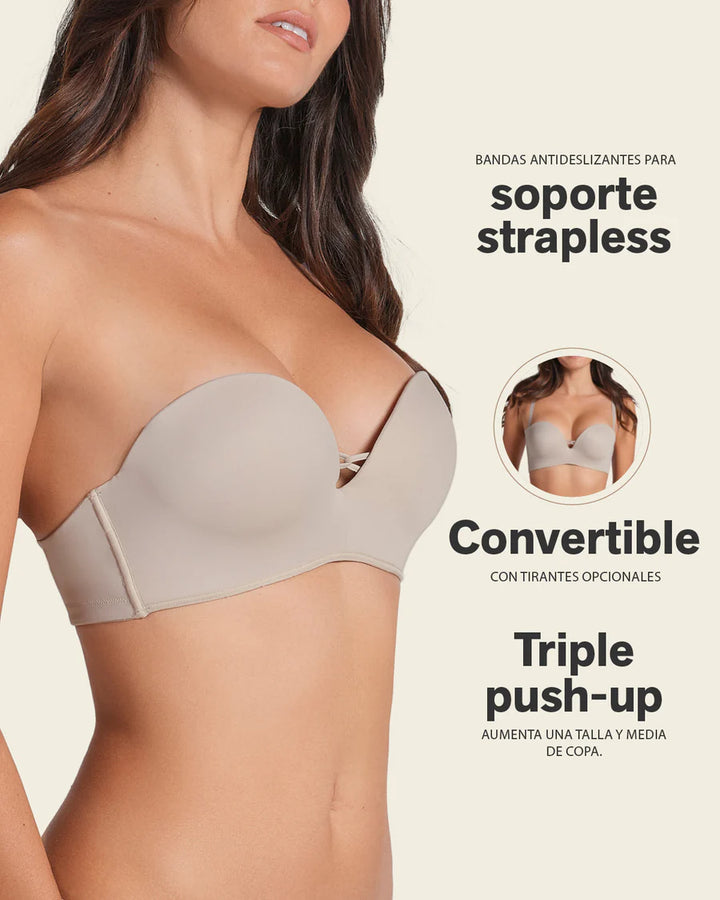Sujetador WOW triple push up sin tirantes-Sujetador-Blonda
